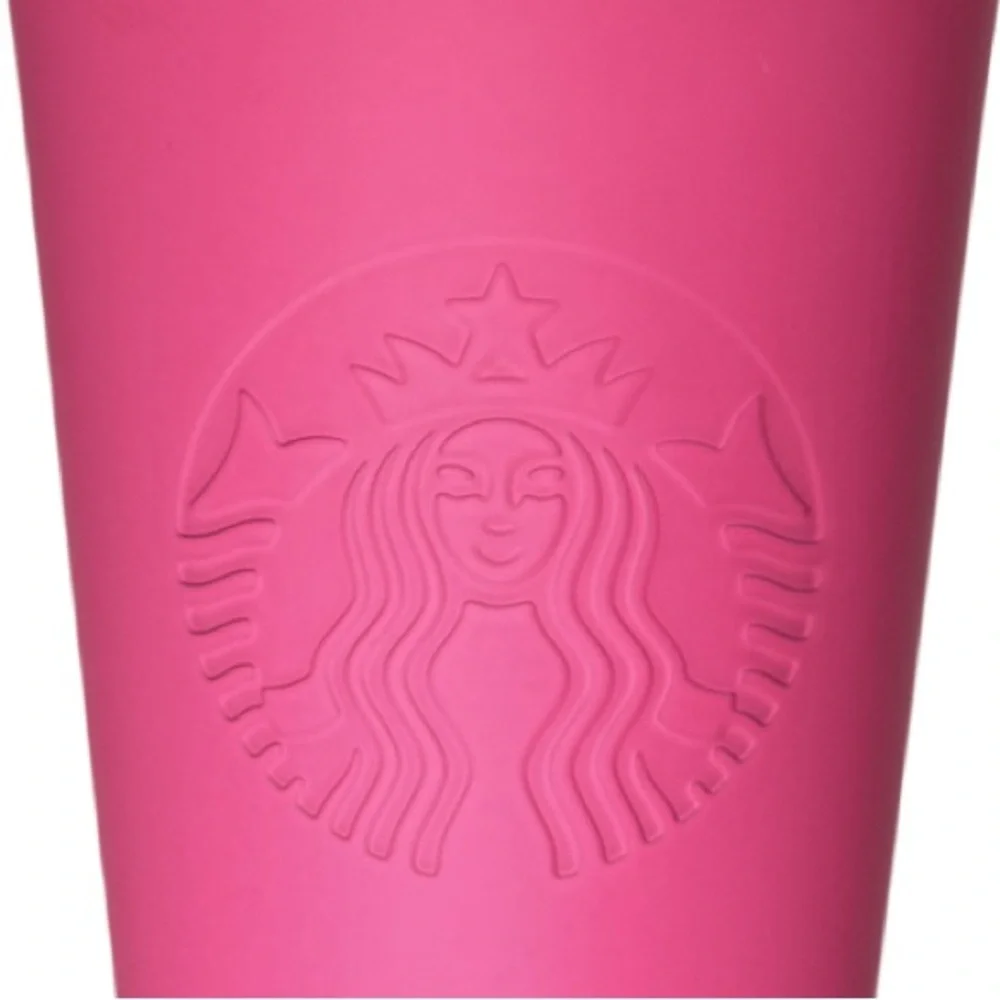 STARBUCKS | 2014 Matte Hot Barbie Pink Stainless Steel Tumbler Straw New Rare
